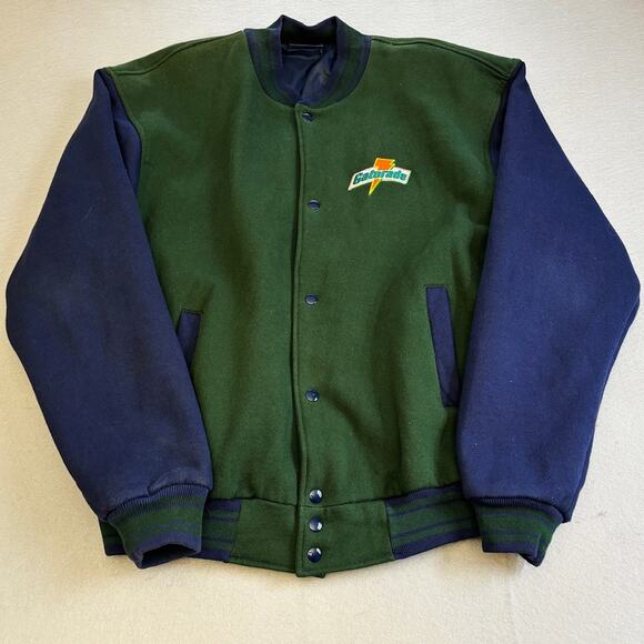 Vtg Fincorp Gatorade Varsity Jacket Mens XXL Blue Green Wool Snaps Coat Rare - Picture 1 of 8